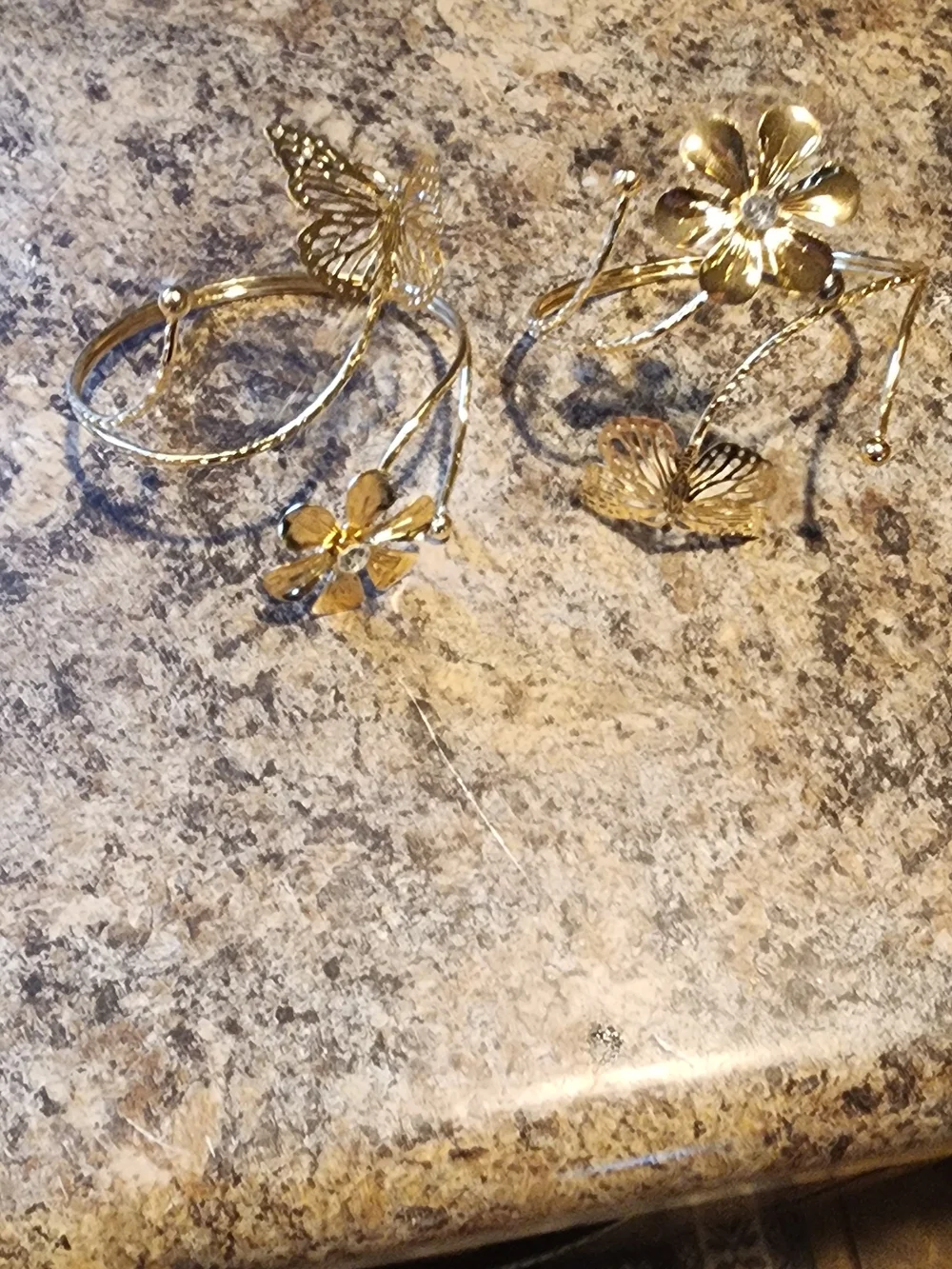 Gold Butterfly & Flower Adjustable Bracelet - Women Accessories